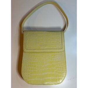 TL-180 Made in Italy Yellow Croc Embossed Leather Shoulder Bag Designer